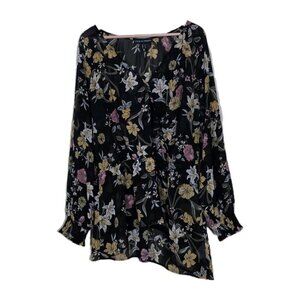 Love & Legend Whimsigoth Sheer Top Womens 18 Multicolor Floral Tunic Boho Wrap